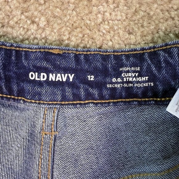 Old Navy Womens High Rise OG Straight Jeans Size 12 Blue Denim Curvy 30x27 E747 - Picture 4 of 14